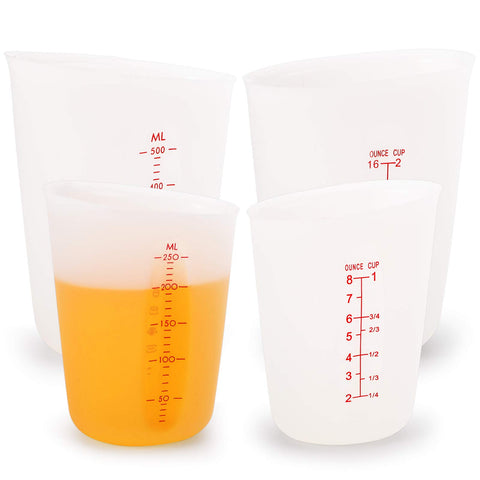 Hedume silicone measuring cups with flat base for stable pouring