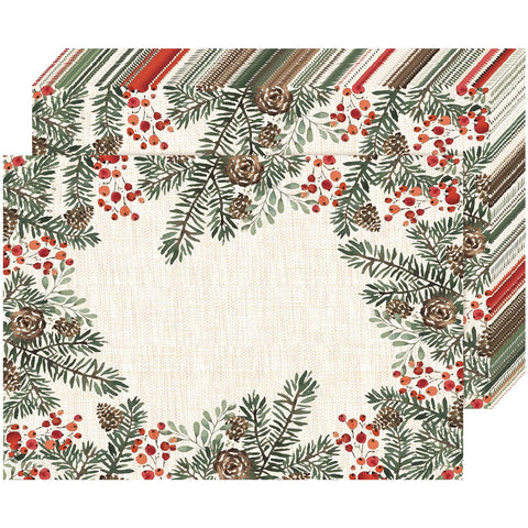 Heentan Christmas placemats with white pine design for festive tables and easy cleanup.