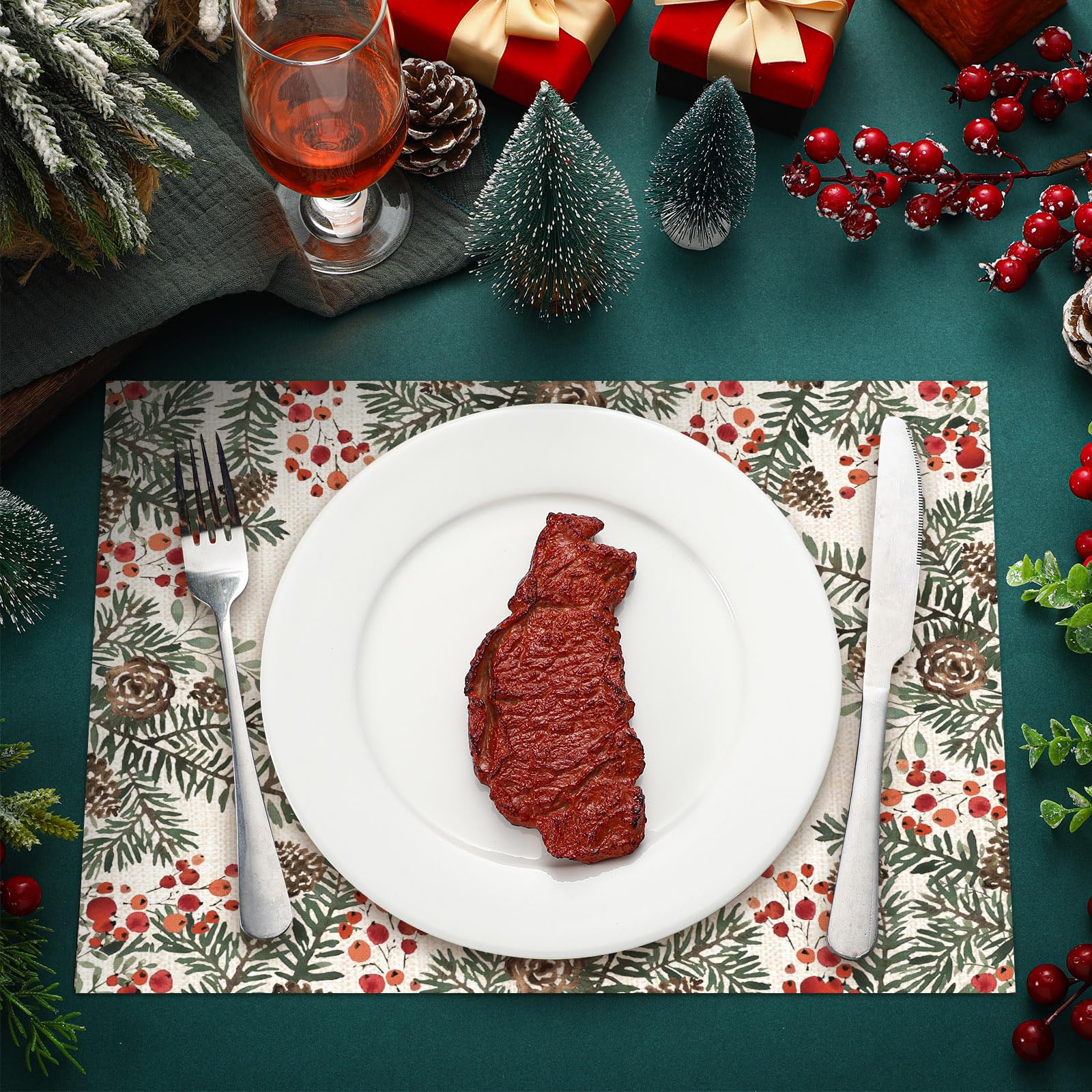 Heentan disposable paper placemats offer quick cleanup after winter meals.