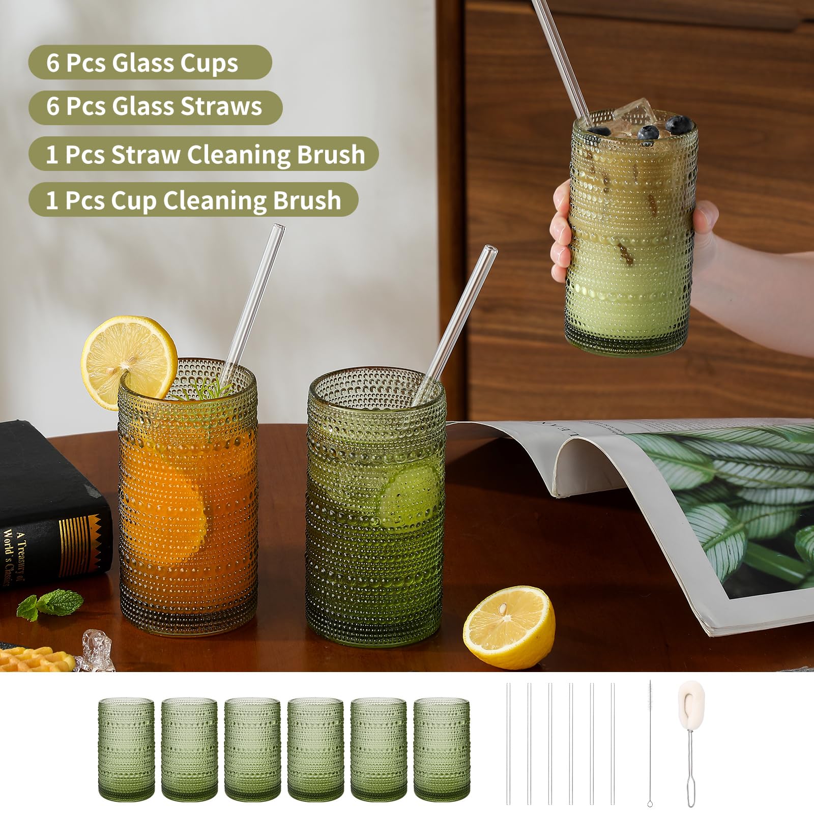 HEFBCOMK dishwasher-safe vintage glassware 6pc easy cleaning and long-lasting shine