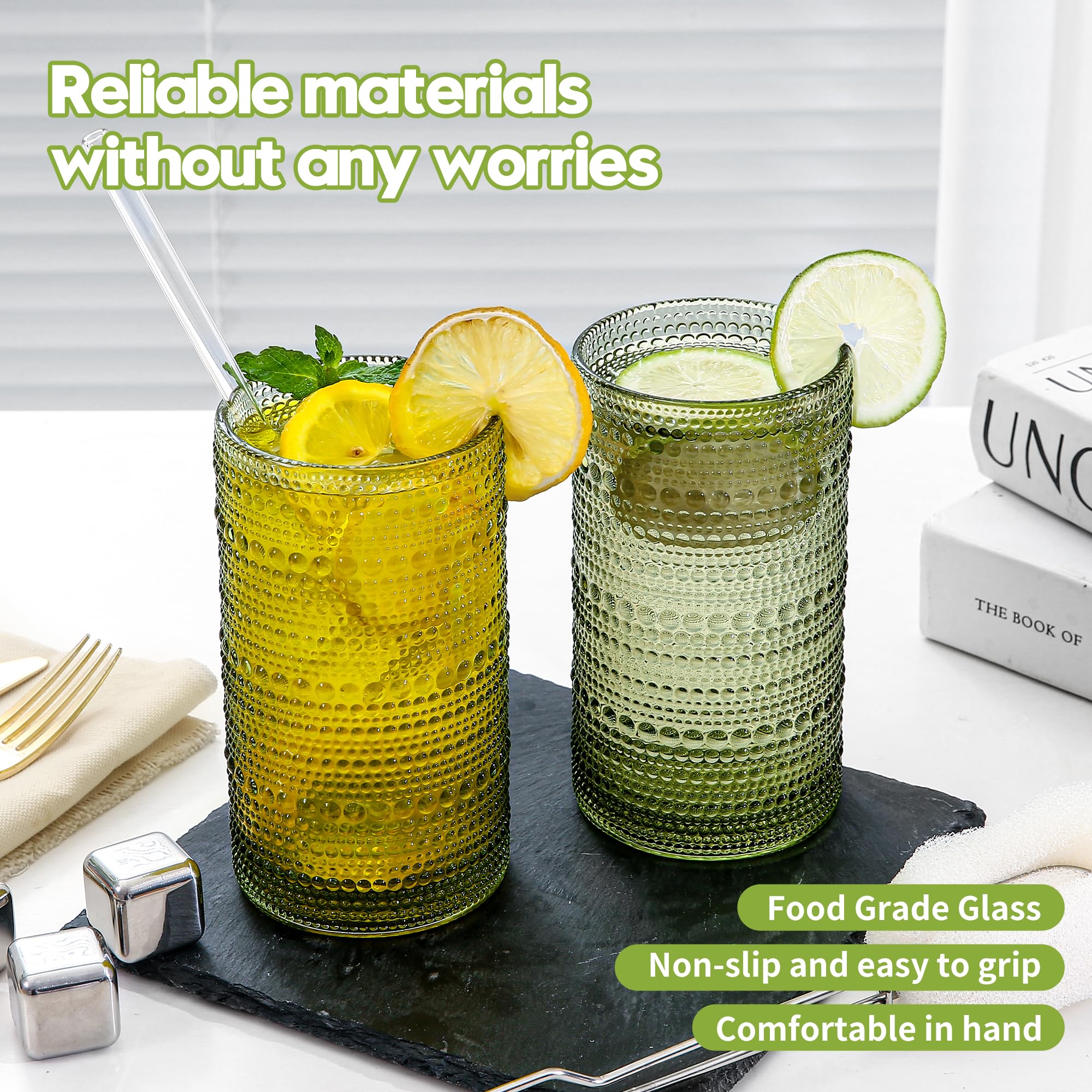 HEFBCOMK secure-grip hobnail glass 6pc enhances handling with stylish texture