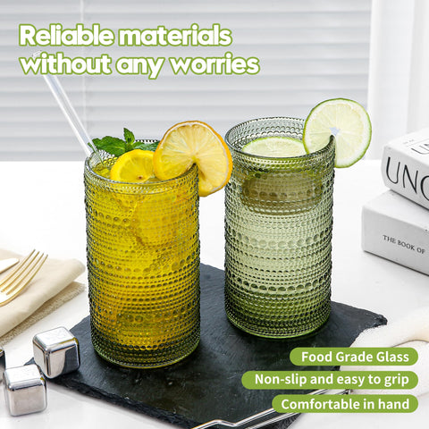 HEFBCOMK secure-grip hobnail glass 6pc enhances handling with stylish texture