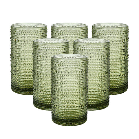 HEFBCOMK vintage hobnail glass 16oz set6 ideal for cocktails and lemonade