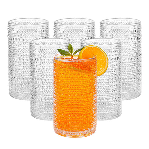 HEFBCOMK vintage hobnail highball glasses with clear glass and secure grip