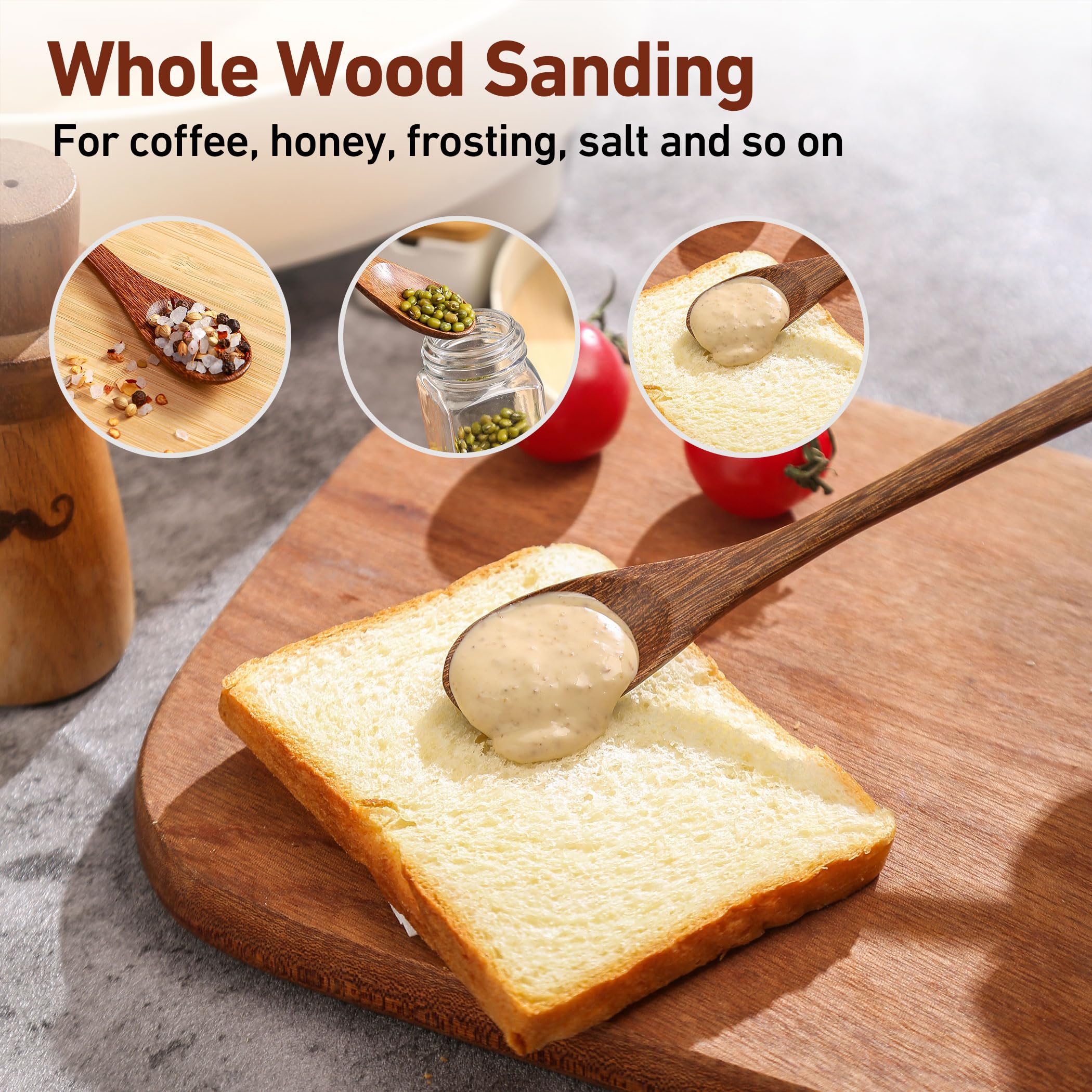 Hefild 4-piece honey spoon set—ergonomic grip and lasting padauk wood
