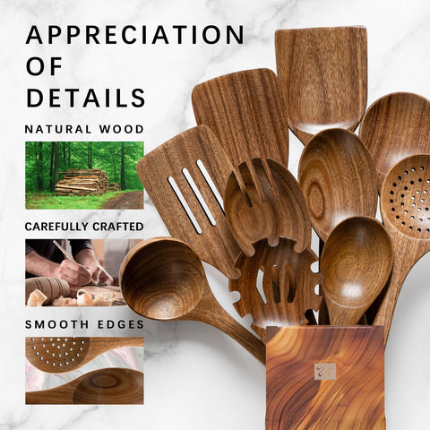 Hefild acacia-wood-handle-grip comfortable, balanced handling during cooking