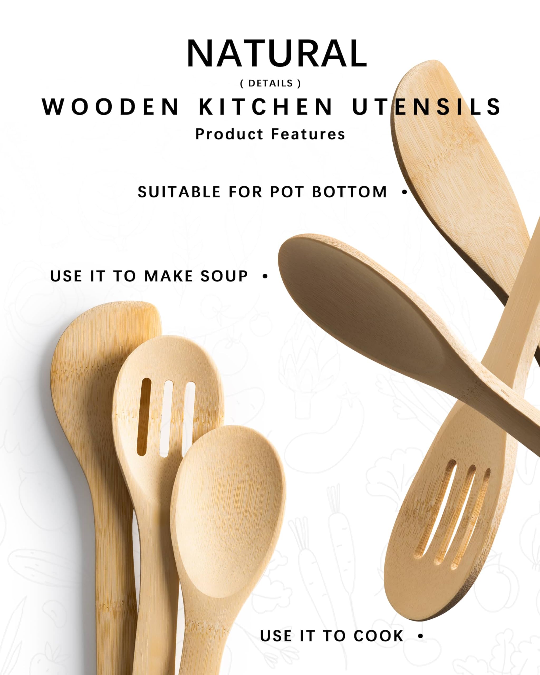 Hefild bamboo utensils demonstrate non-scratch care on non-stick pans