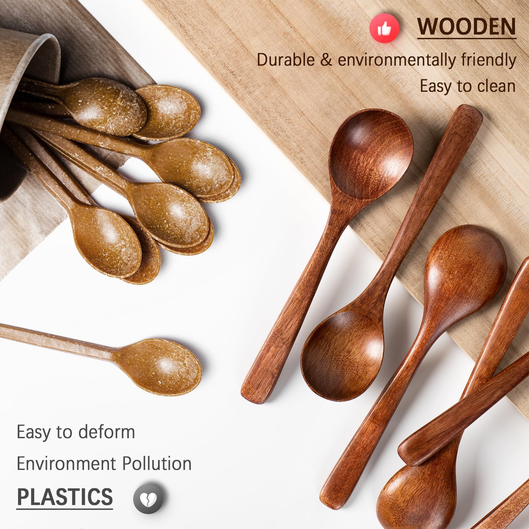 Hefild small wooden spoon for honey with ergonomic curvature for easy pouring