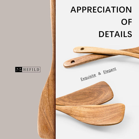 Hefild sustainable acacia cooking utensils crafted from renewable wood.