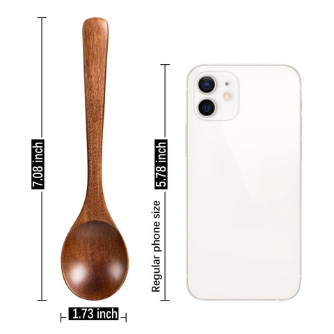 Hefild wooden spoon for coffee stirring with rounded mouth design for comfort