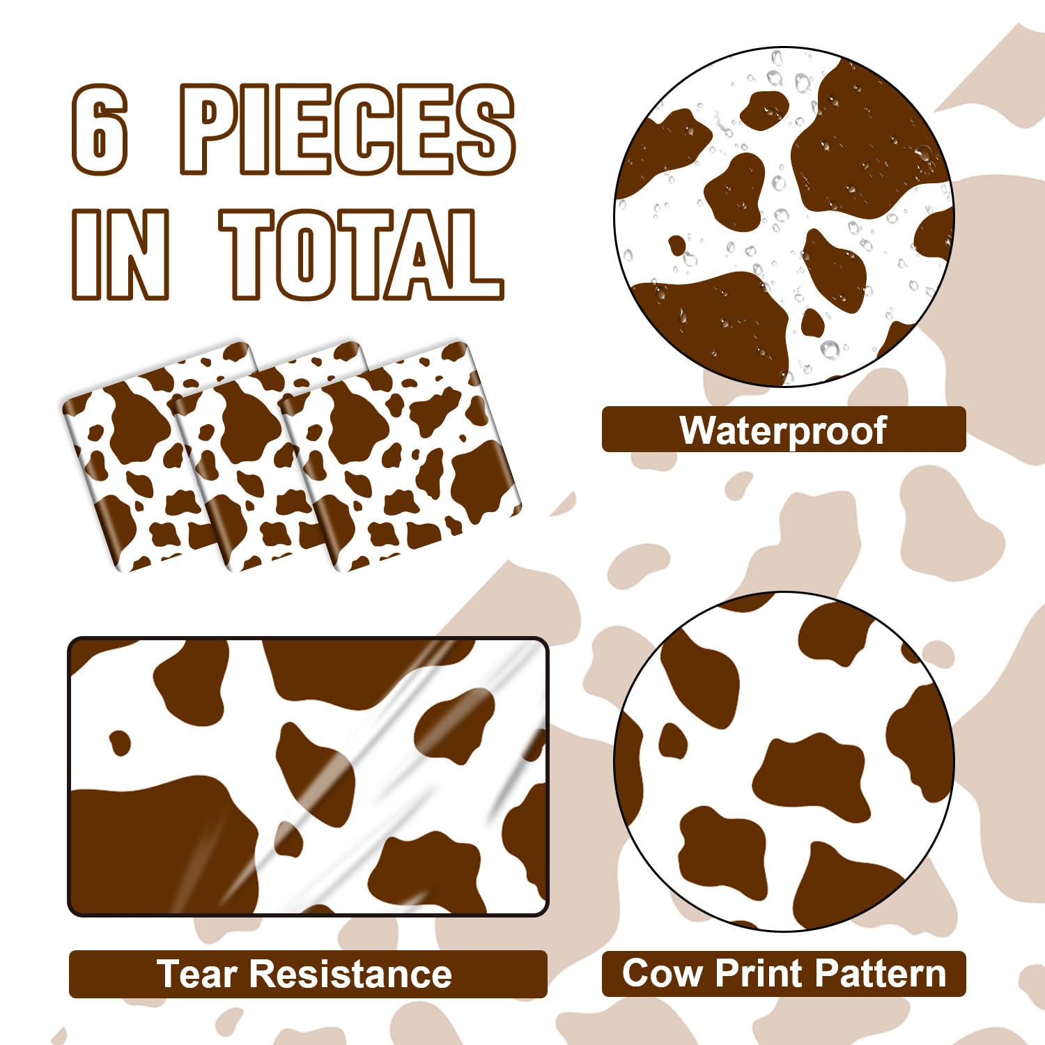 Hegbolke cow print runner close-up in brown shows texture and spill-resistant surface.