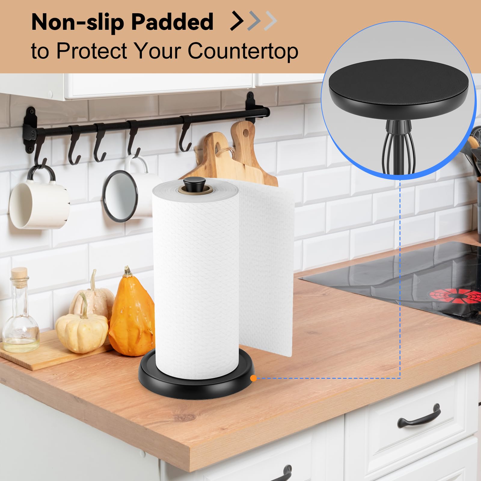 Hegivoc countertop towel holder adds modern aesthetic to kitchen