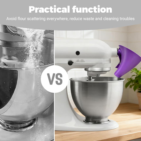 Heiluxe stand mixer funnel cleans easily and stores compactly with other accessories