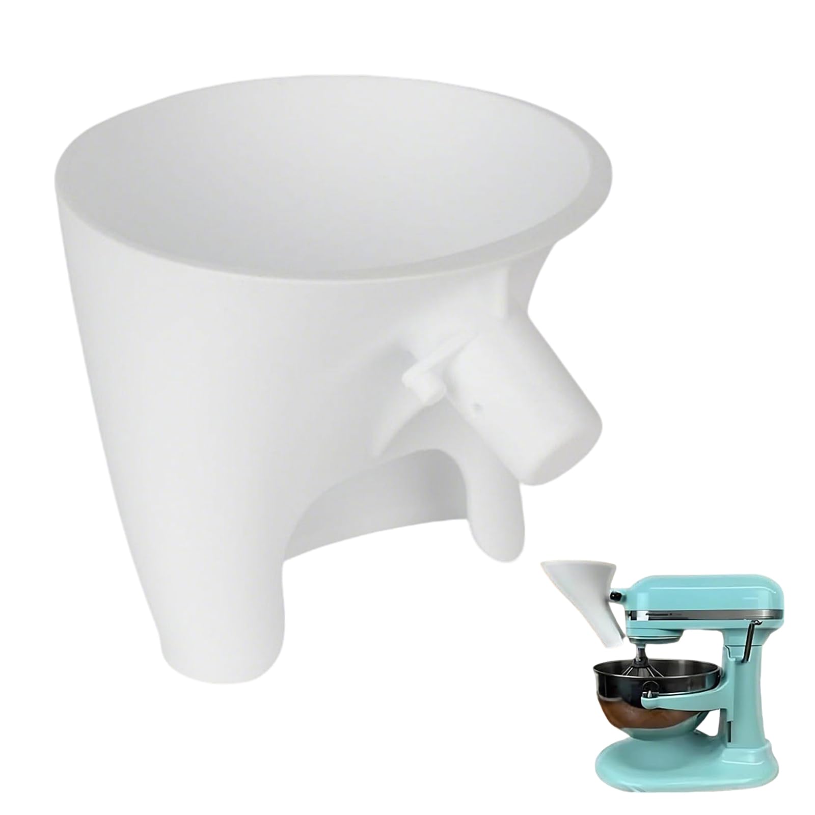 Heiluxe flour funnel spout guides dry flour into the bowl for mess-free pouring