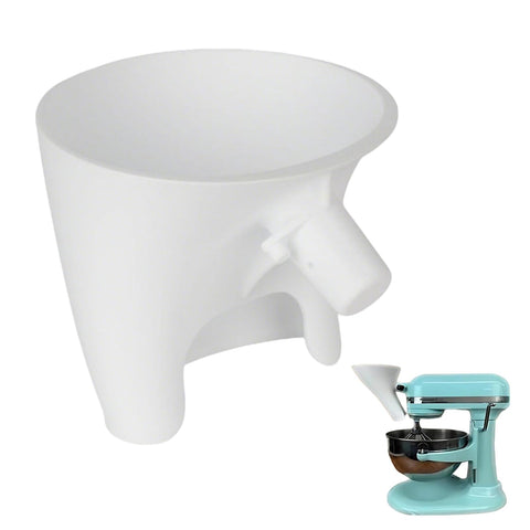 Heiluxe flour funnel spout guides dry flour into the bowl for mess-free pouring