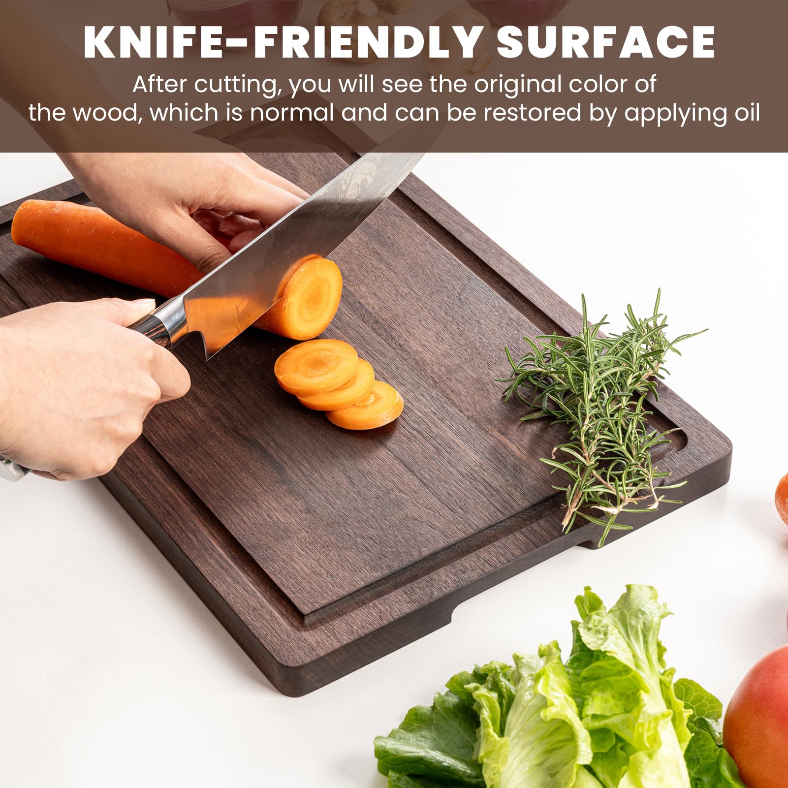 Heimlove cutting board with handles for easy transport and serving