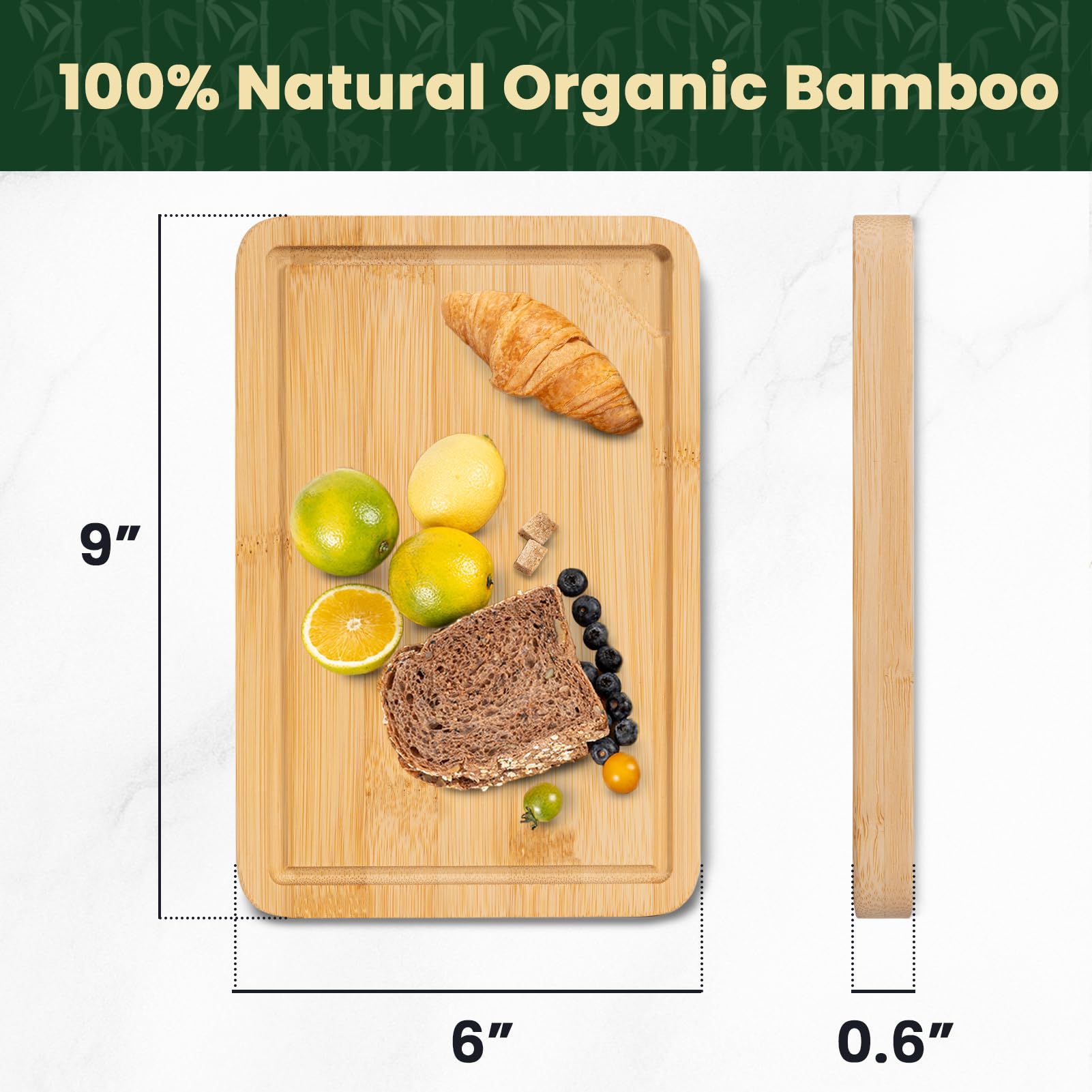Heimlove cutting board with built-in handles for convenient serving.