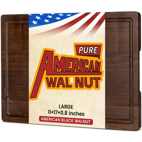 Heimlove walnut cutting board 17x11 showing natural grain for durable daily chopping