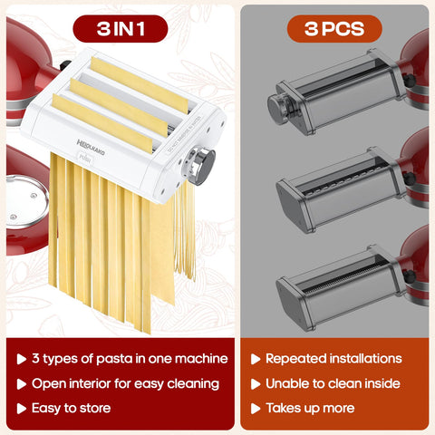 Heiolkako pasta attachment fettuccine cutter delivers classic ribbons