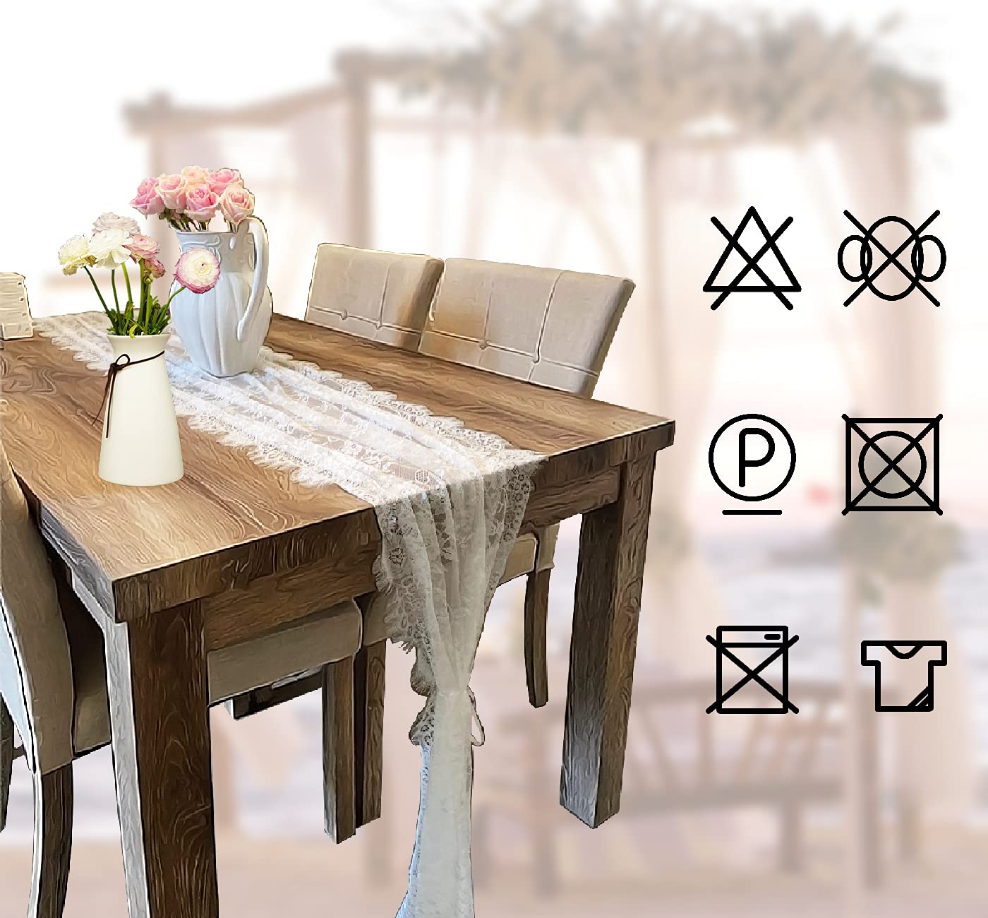 HEIPINIUYE boho wedding decor with lace runner elevating reception tables