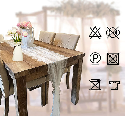HEIPINIUYE boho wedding decor with lace runner elevating reception tables
