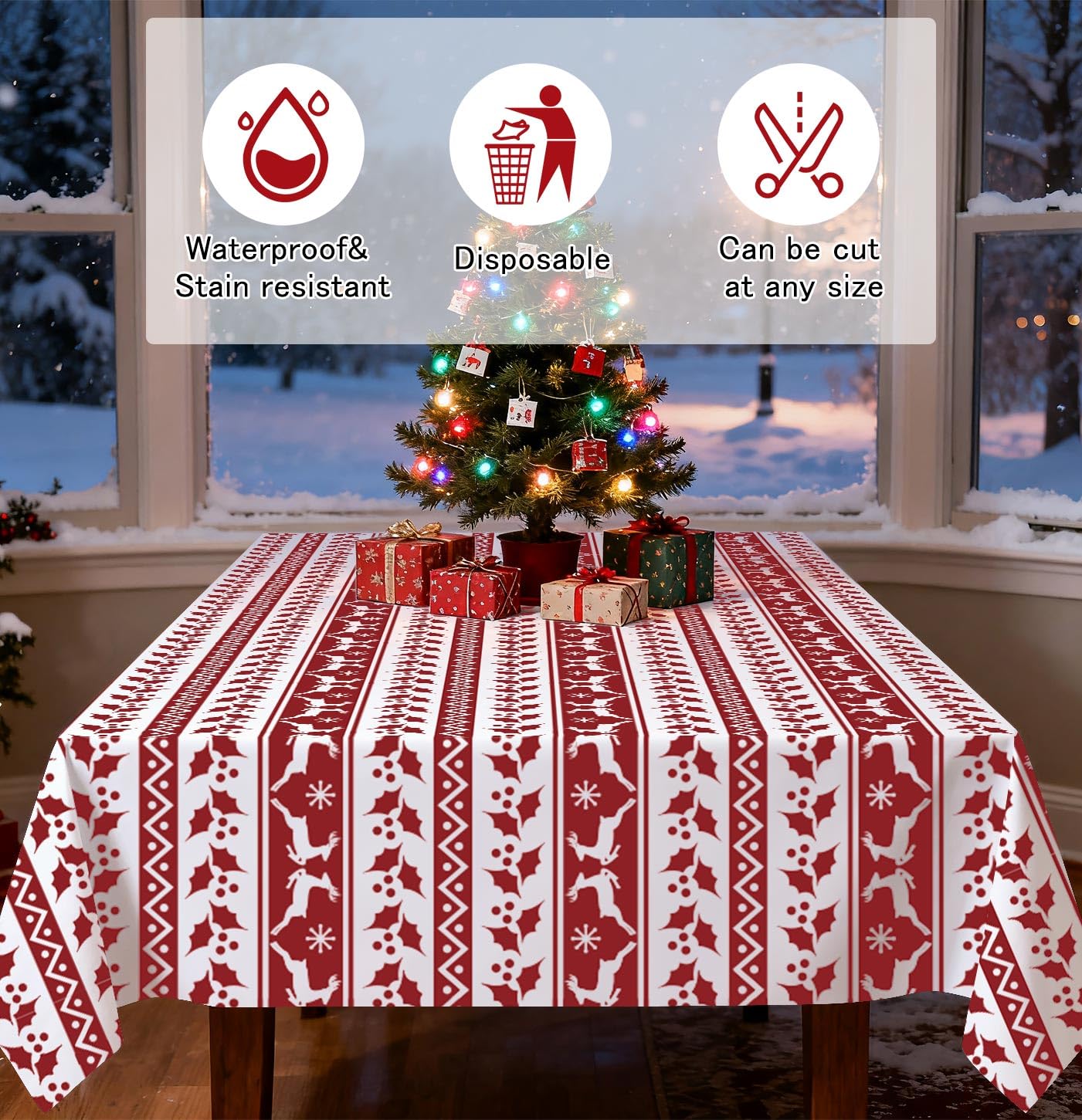 HEIPINIUYE red and white pattern enhances party decor and atmosphere.