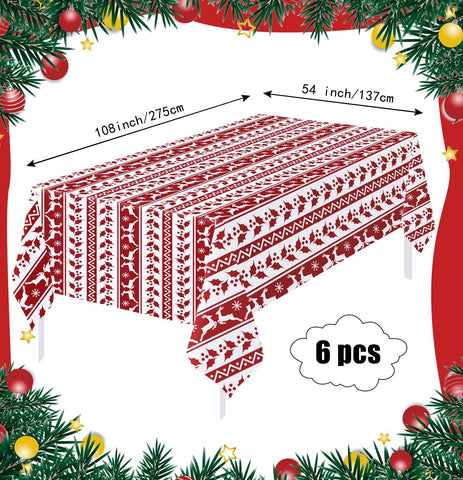 HEIPINIUYE six-pack Christmas tablecloths ready for outdoor or indoor parties.
