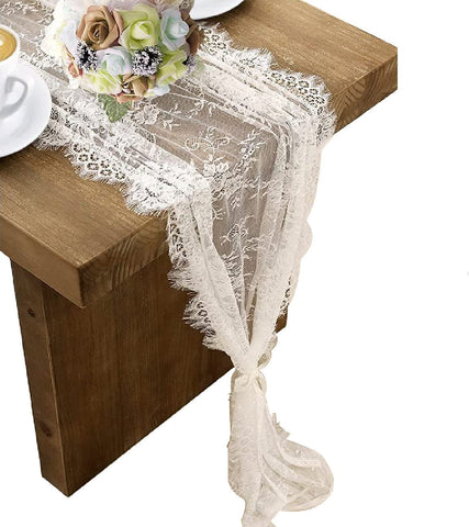 HEIPINIUYE white lace table runner embroidery detail for elegant weddings