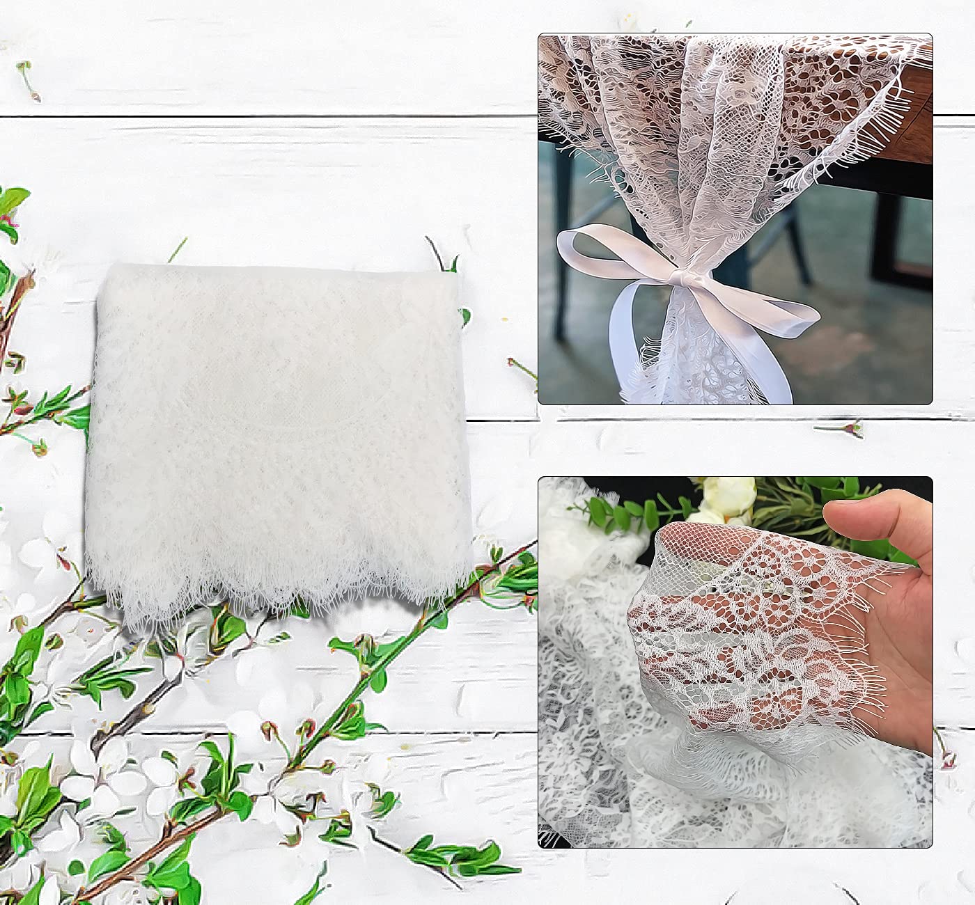 HEIPINIUYE white lace runner displayed on a dining table as centerpiece