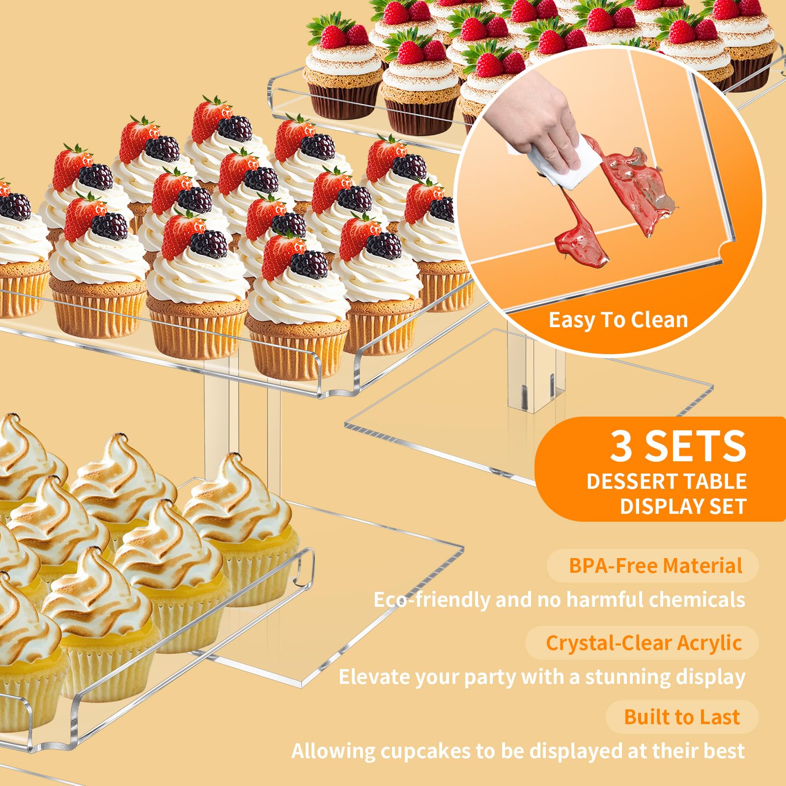 HEKORE buffet riser for pastry presents a large, eye-catching tiered arrangement