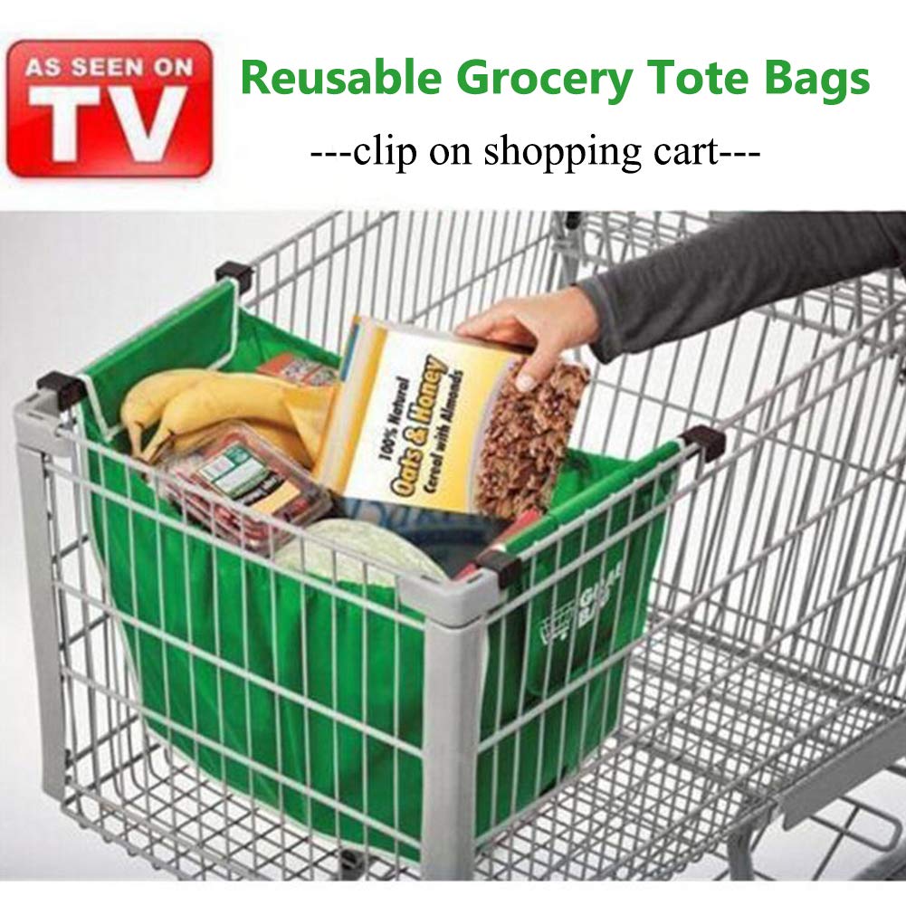 Helishy clip-on design attached to a cart for convenient shopping.