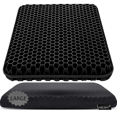 Helishy gel seat cushion large 17x17 provides breathable comfort for long sits.