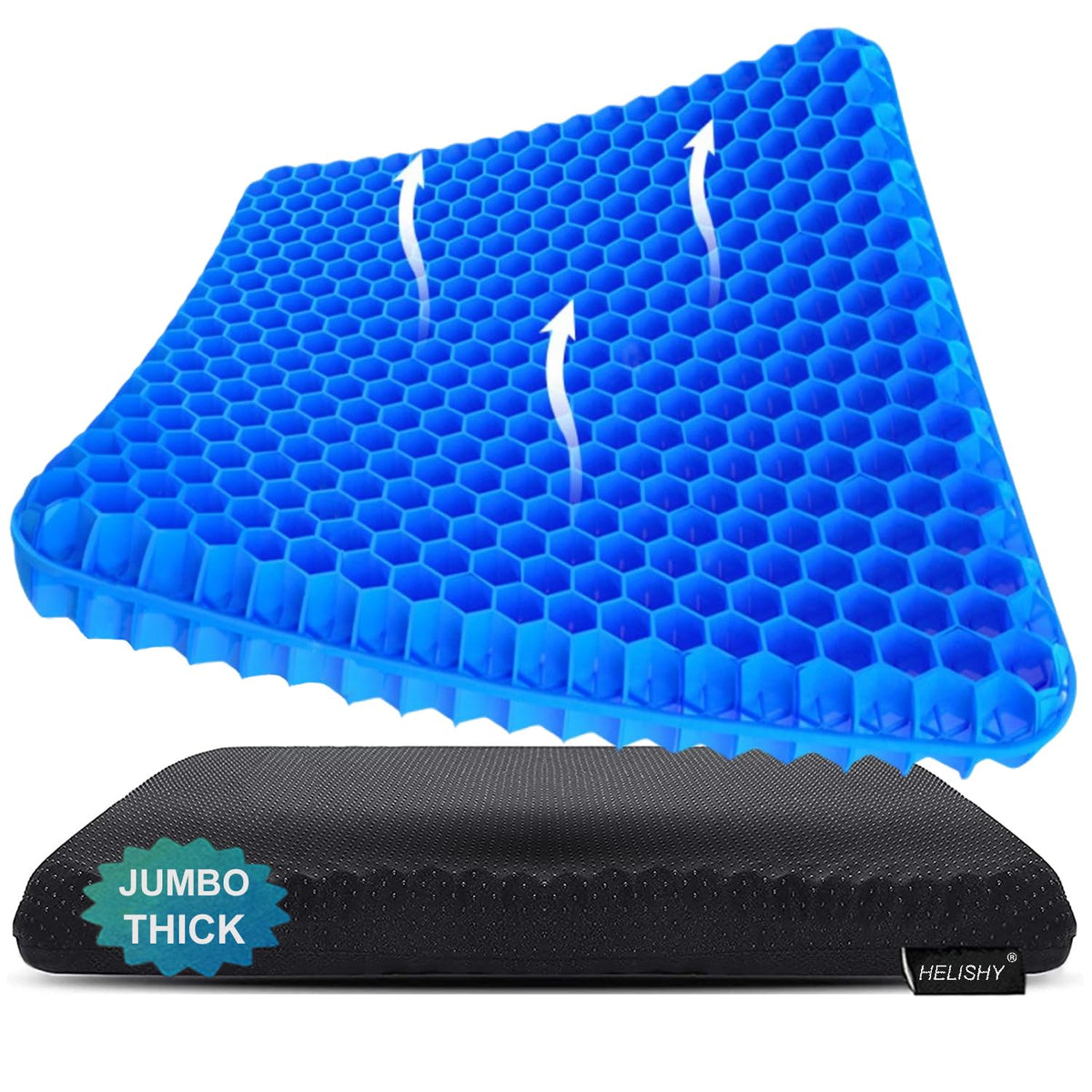 Helishy gel seat cushion large top view shows spacious comfort for long seating