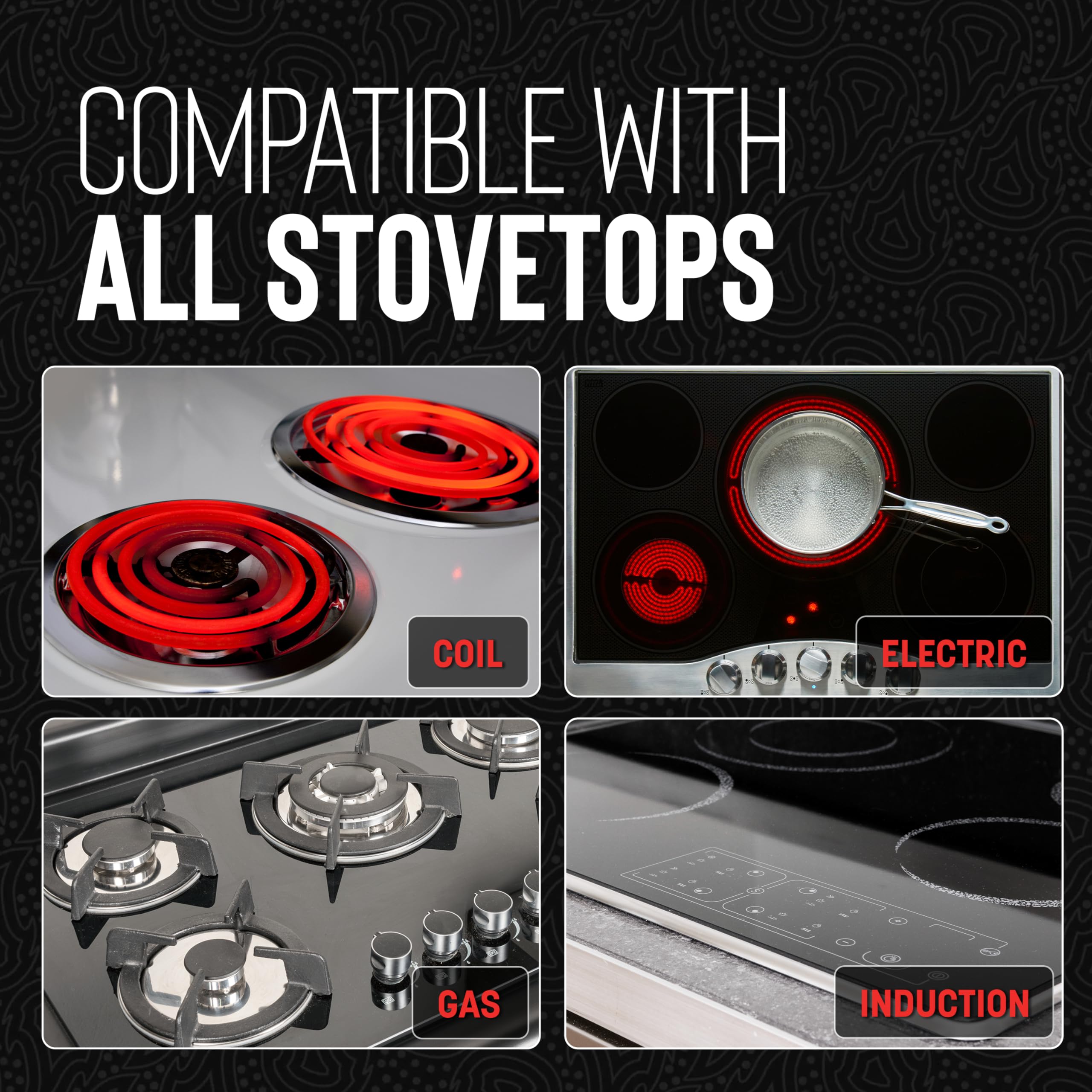 Hell's Kitchen Hybrid 11in fry pan nonstick ceramic surface ensures easy release.