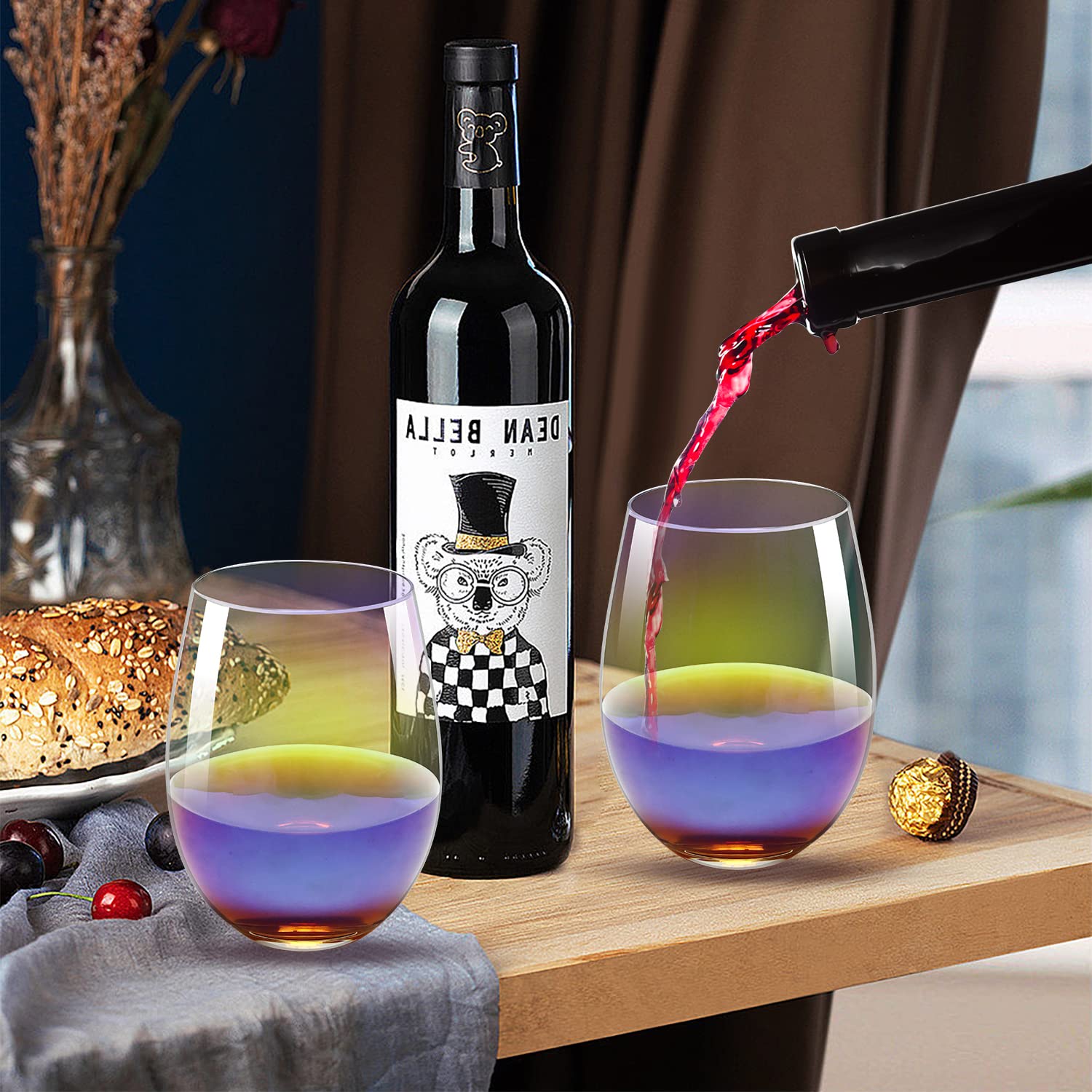 HELLWANG iridescent wine glasses ideal for pool parties and beach picnics