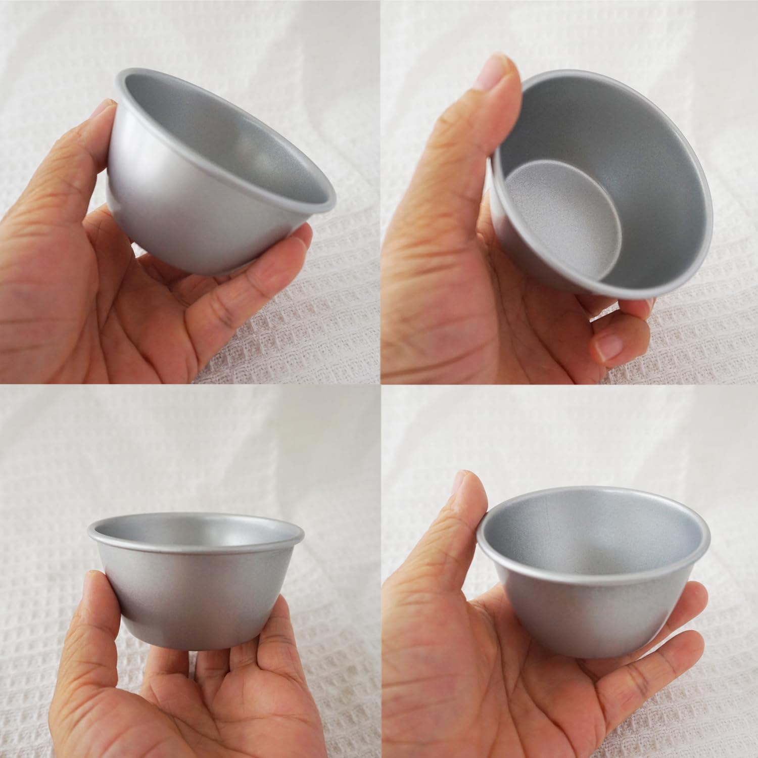 Heluok egg tart molds in silver for precise single servings