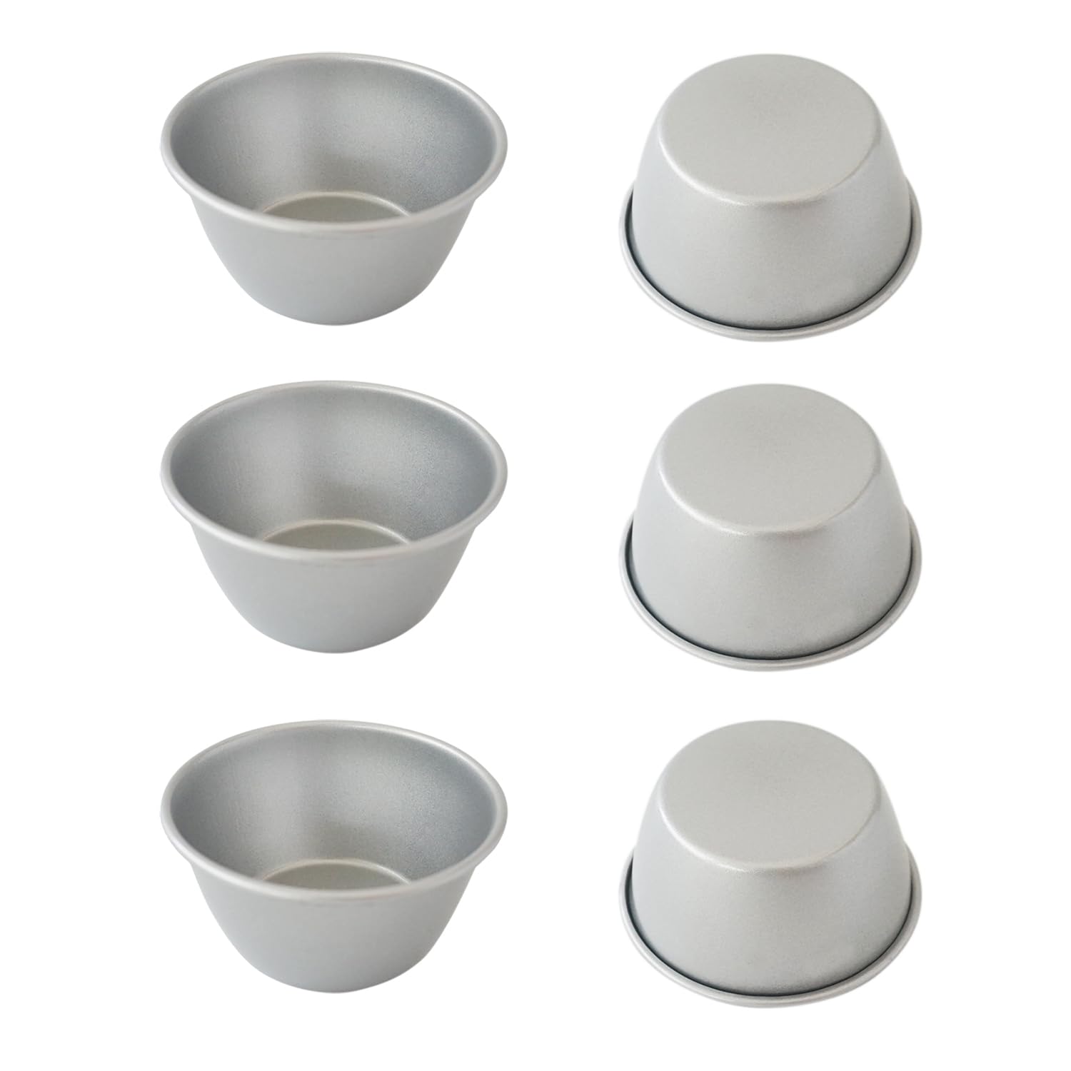 Heluok metal pudding moulds with silver finish for easy release mini desserts