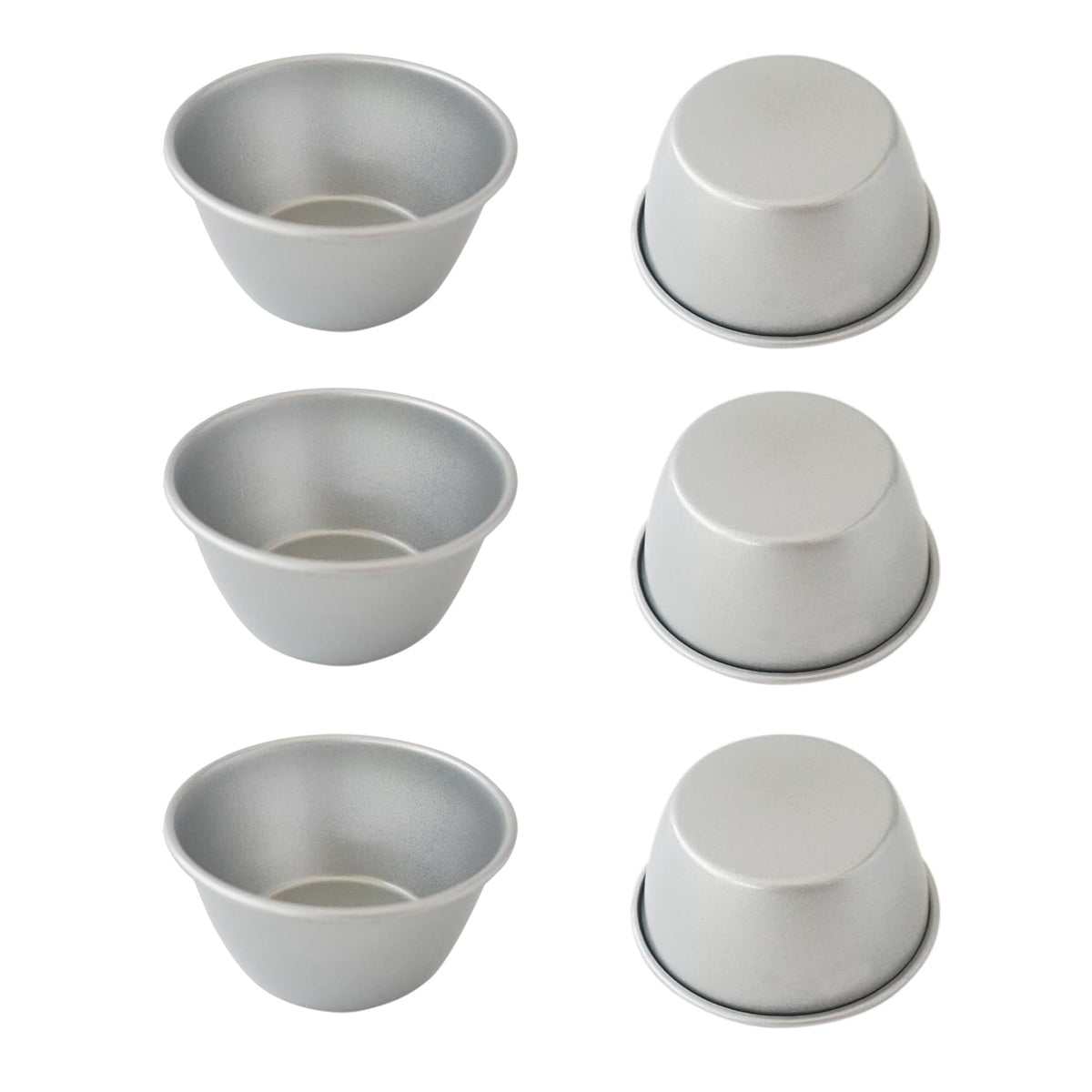 Heluok metal pudding moulds with silver finish for easy release mini desserts