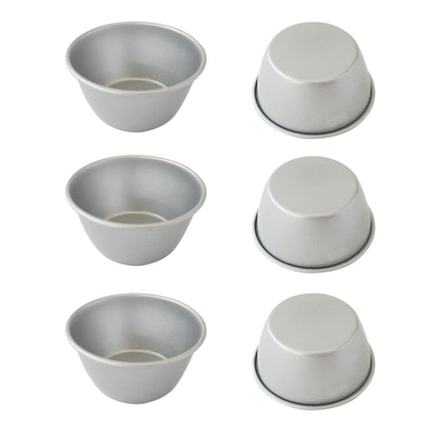 Heluok metal pudding moulds with silver finish for easy release mini desserts