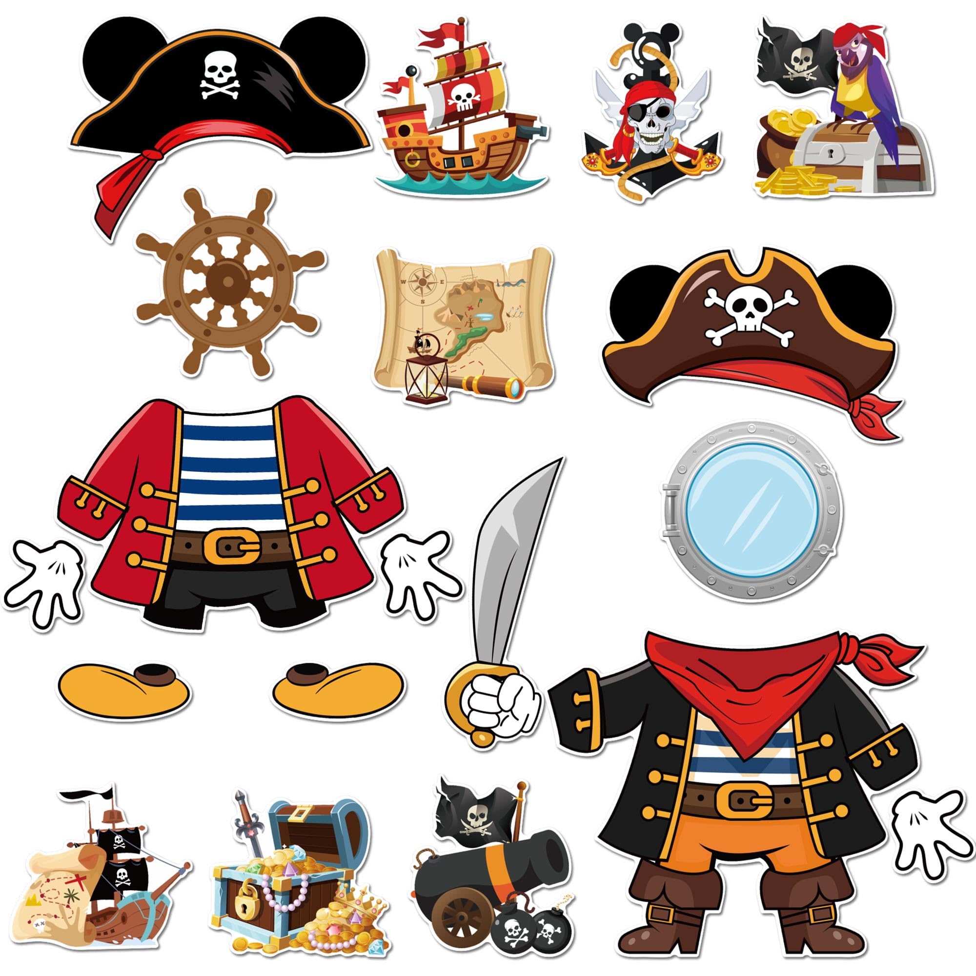 HemerVows pirate captain mouse dress-up set on cabin door for kids' imaginative play.