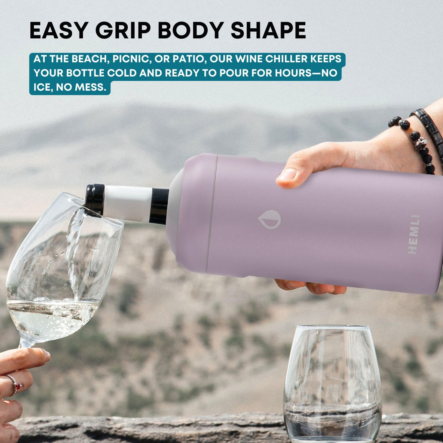 Hemli fits most 750ml bottles for versatile chilling.