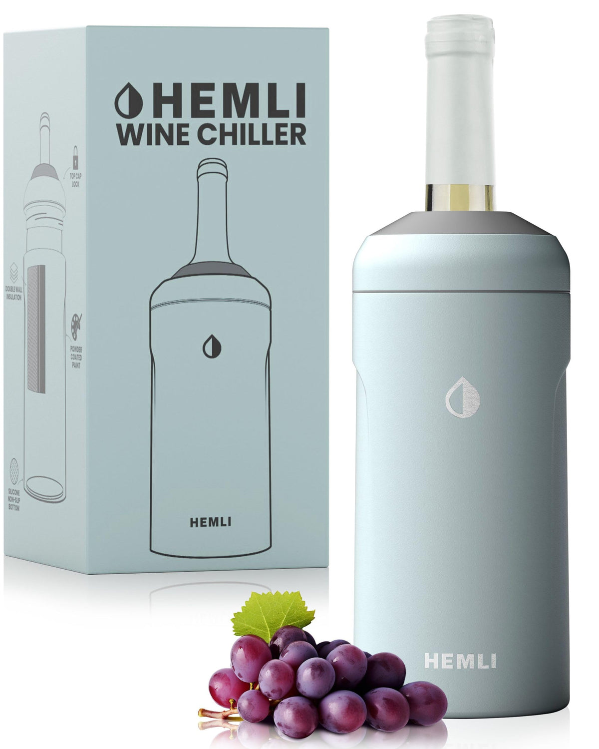 Hemli wine bottle chiller with 12-hour cold retention for parties.
