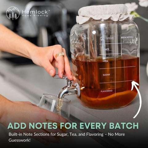 Hemlock Home Brewing kombucha crock alternative supports flavoring and long-term fermentation.