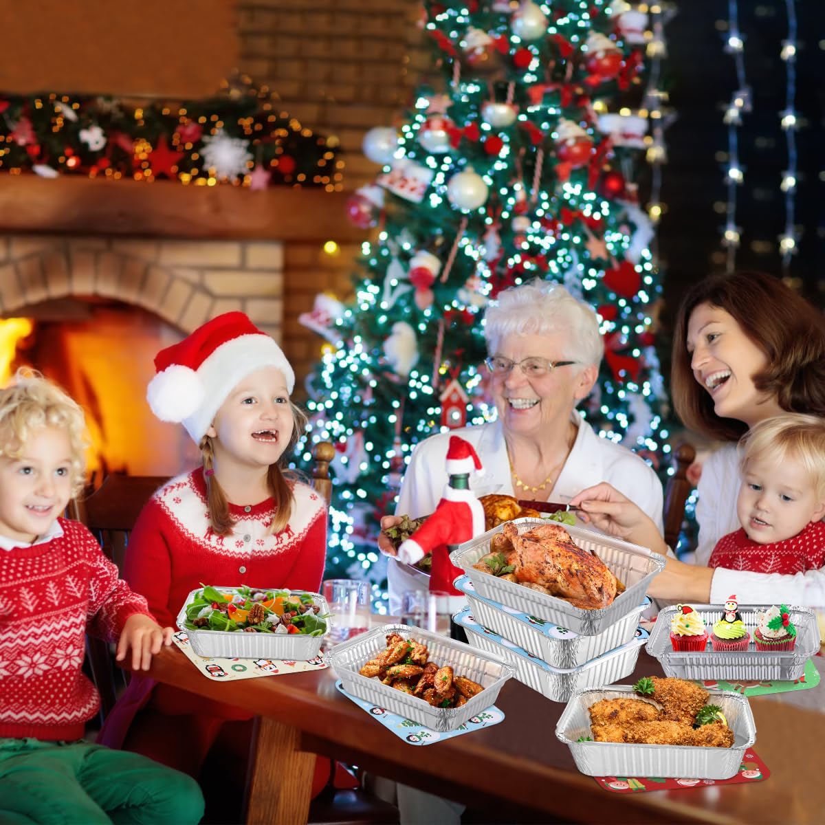 Hemoton holiday foil pans designed for Christmas and festive dinners