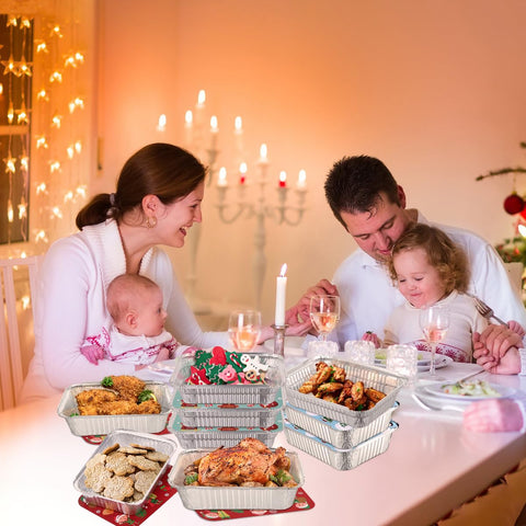 Hemoton leakproof rectangular foil pans with lids for mess-free transport