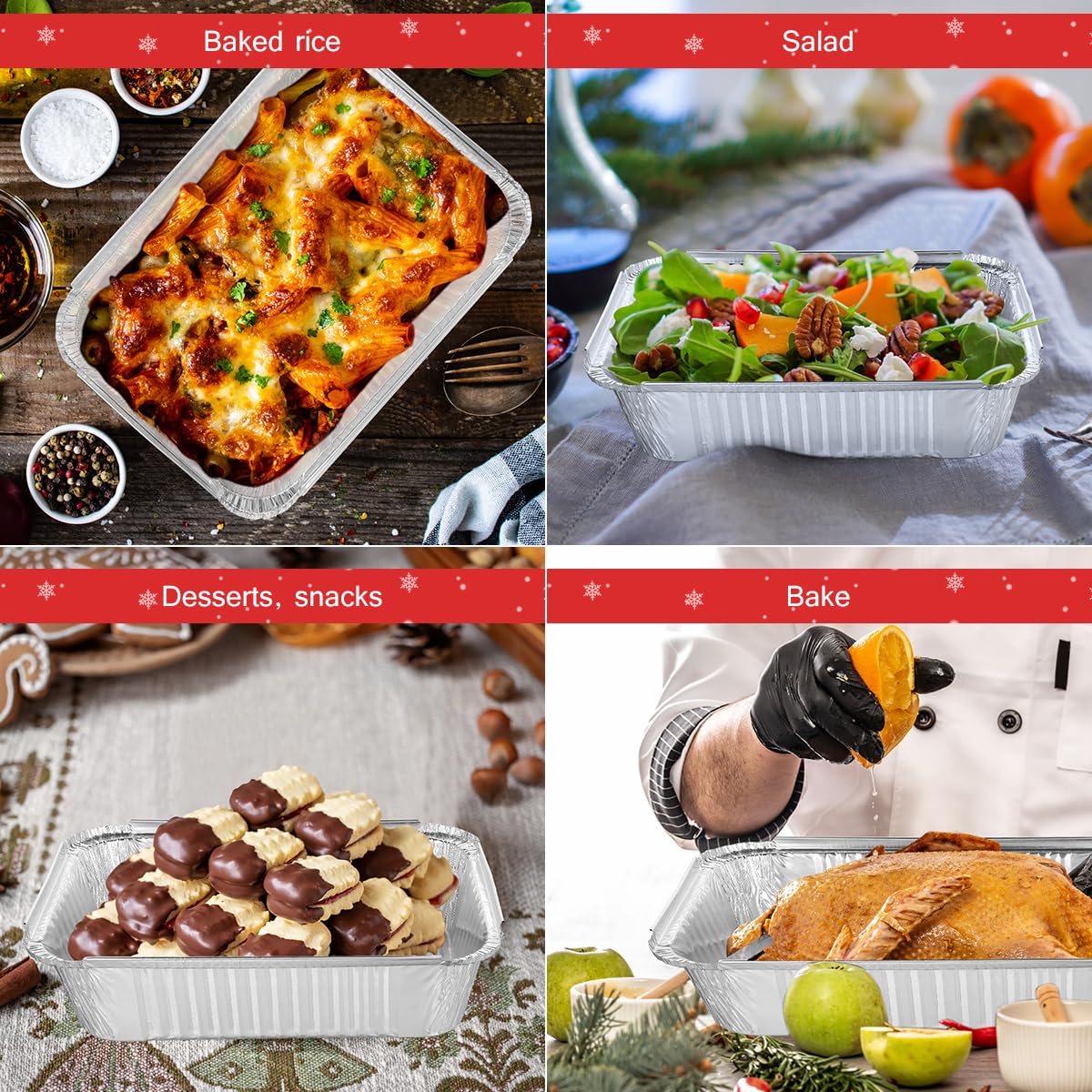 Hemoton rectangle foil pans provide heat insulation for serving