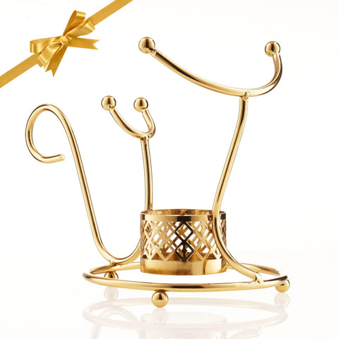 Hemswell Crystal Brandy Warmer Stand gold finish adds timeless warmth to gatherings.