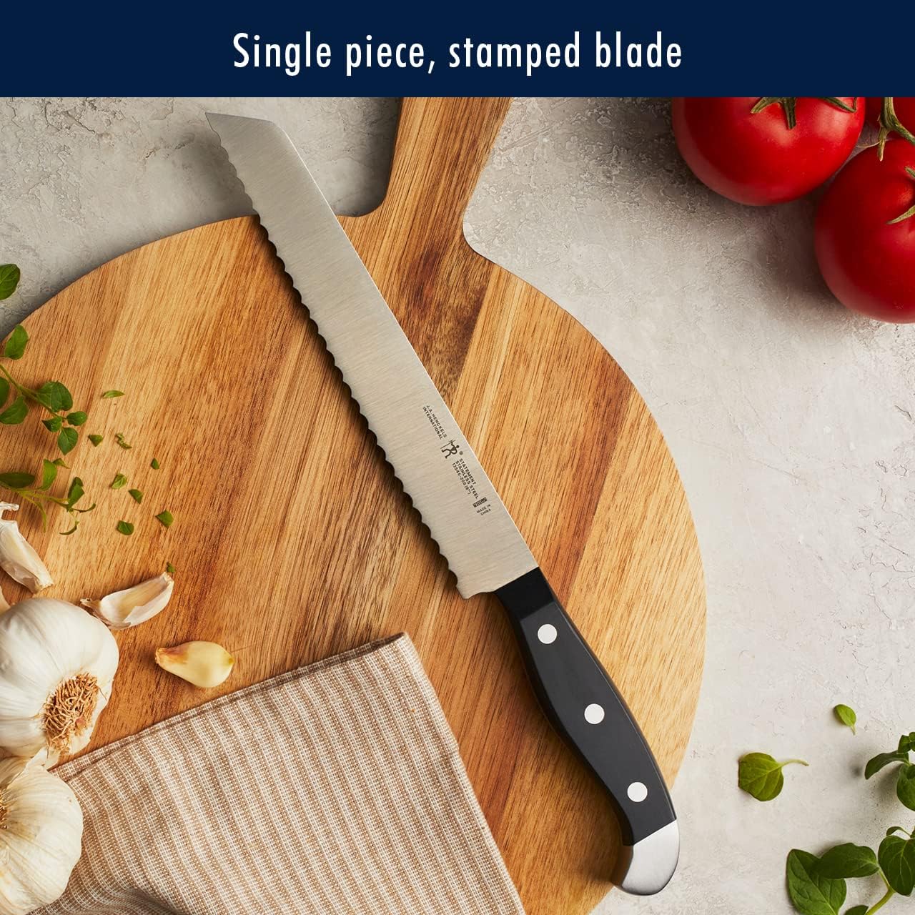 henckels 8-inch bread knife slicing crusty bread smoothly