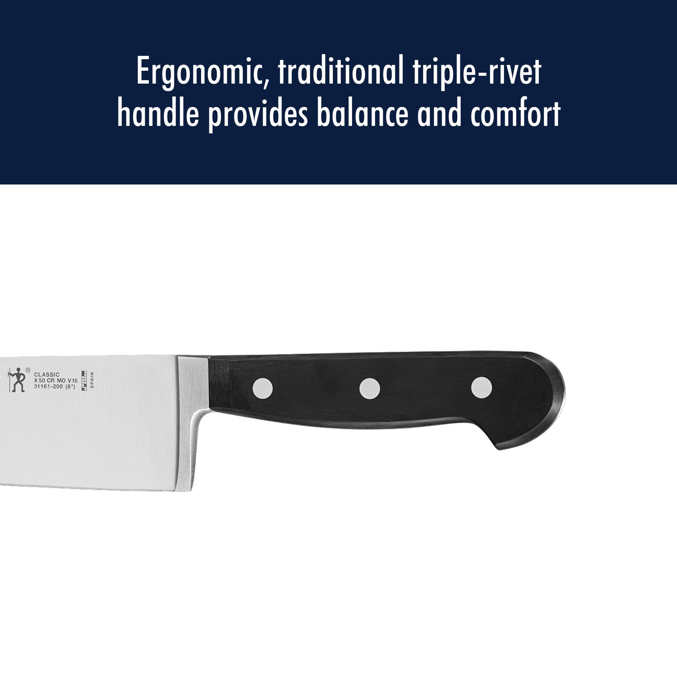 Henckels Classic 8-inch slicing knife mincing herbs with ease