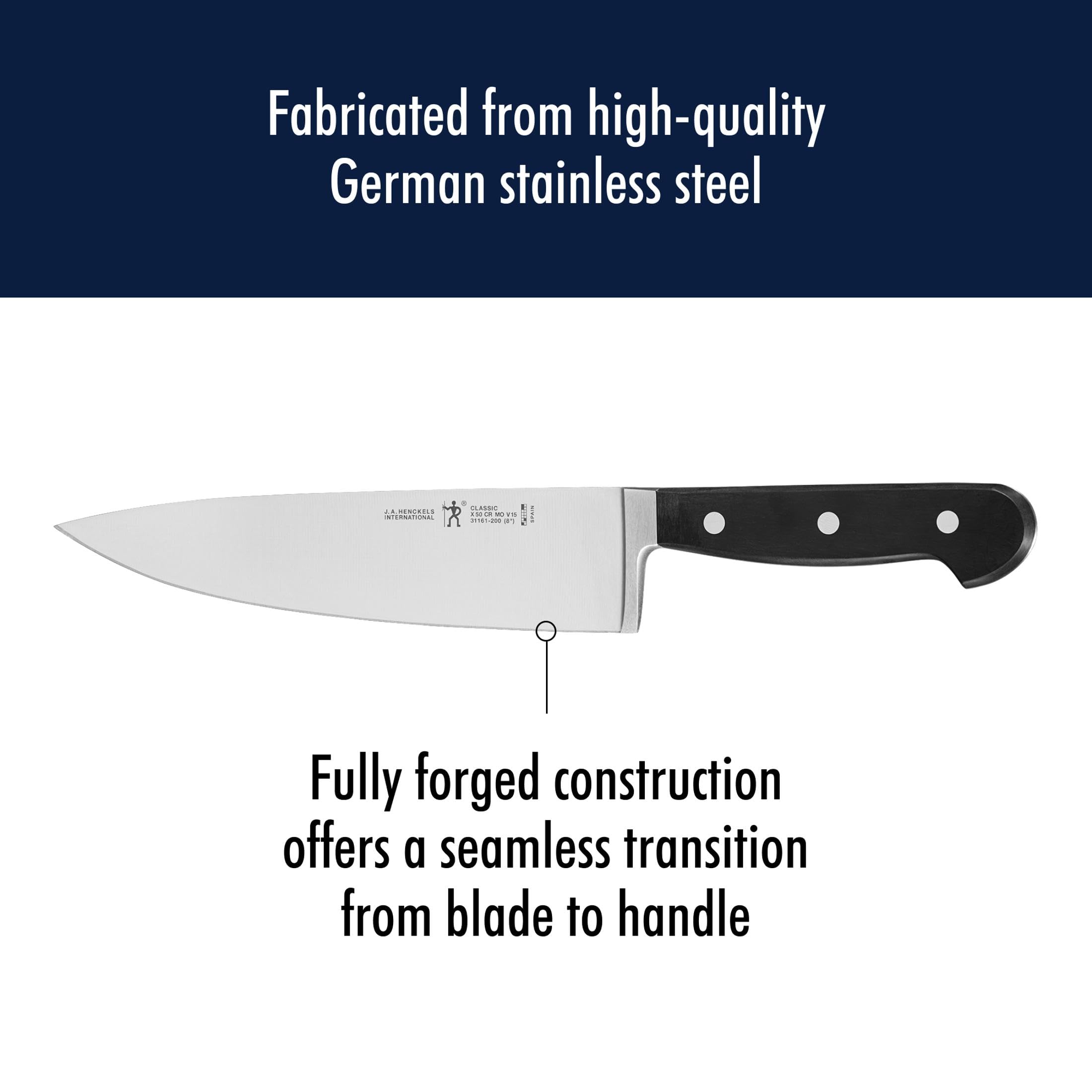 Henckels Classic 8-inch slicing knife slicing potatoes for even prep